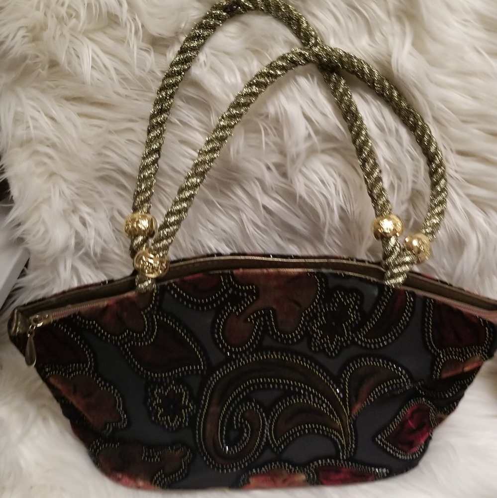 Vintage Floral Print Satchel Bag